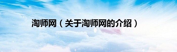 淘师网（关于淘师网的介绍）