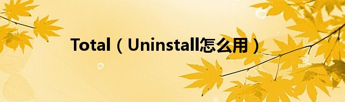 Total（Uninstall怎么用）