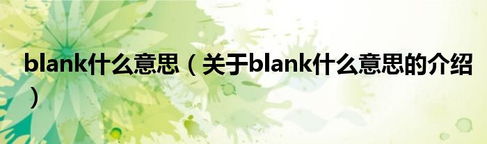 blank什么意思（关于blank什么意思的介绍）