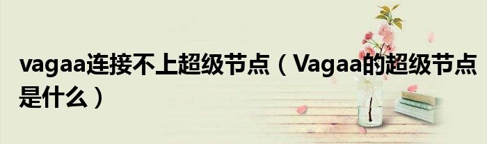 vagaa连接不上超级节点（Vagaa的超级节点是什么）