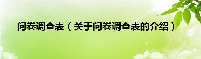 问卷调查表（关于问卷调查表的介绍）