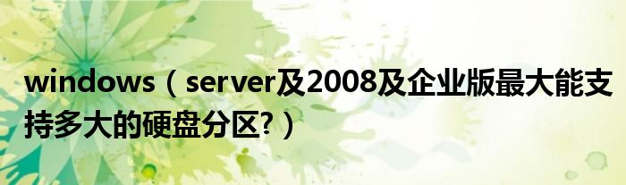 windows（server及2008及企业版最大能支持多大的硬盘分区?）