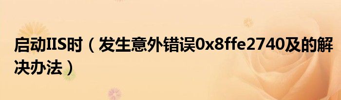 启动IIS时（发生意外错误0x8ffe2740及的解决办法）