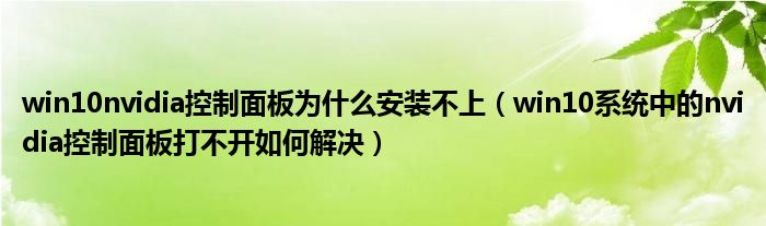 win10nvidia控制面板为什么安装不上（win10系统中的nvidia控制面板打不开如何解决）