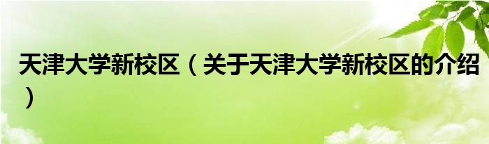 天津大学新校区（关于天津大学新校区的介绍）