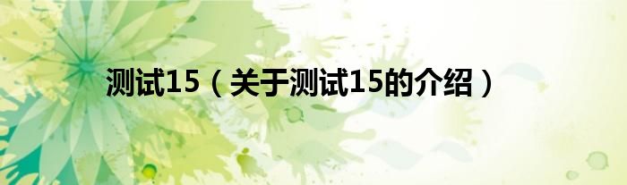 测试15（关于测试15的介绍）