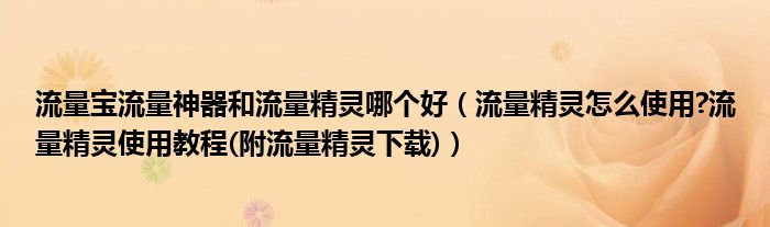 流量宝流量神器和流量精灵哪个好（流量精灵怎么使用?流量精灵使用教程(附流量精灵下载)）