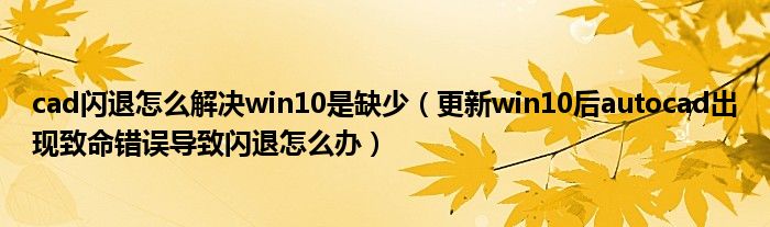 cad闪退怎么解决win10是缺少（更新win10后autocad出现致命错误导致闪退怎么办）