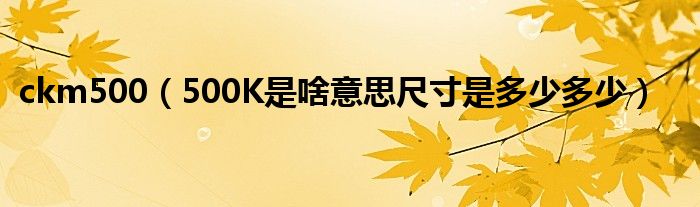 500k是啥意思尺寸是多少多少:500k只說明瞭圖像的文件大小,和照片像素