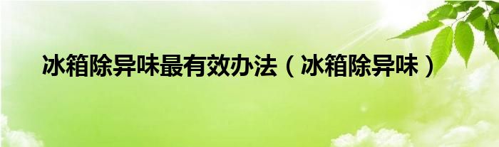 冰箱除异味最有效办法（冰箱除异味）