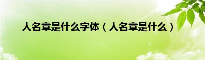 人名章是什么字体（人名章是什么）