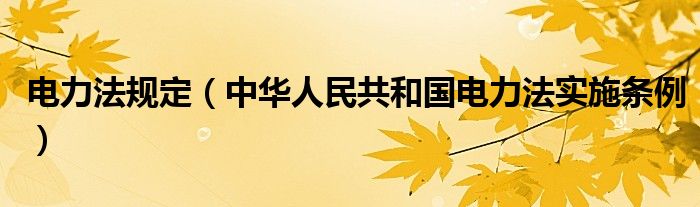 电力法规定（中华人民共和国电力法实施条例）