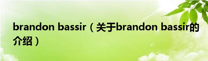 brandon bassir（关于brandon bassir的介绍）