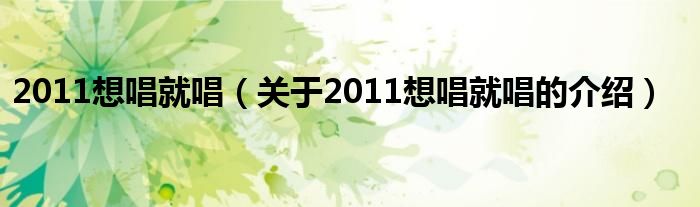 2011想唱就唱（关于2011想唱就唱的介绍）