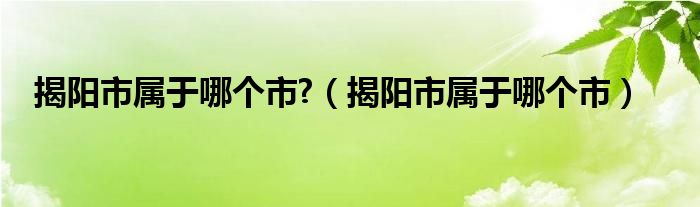 揭阳市属于哪个市?（揭阳市属于哪个市）