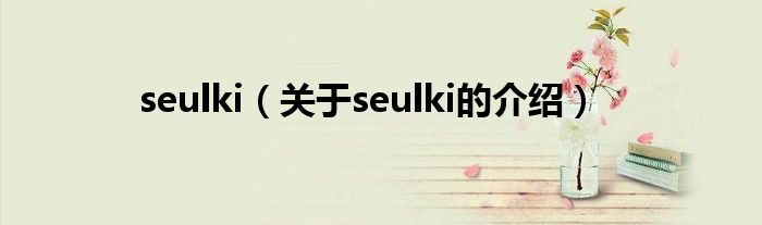 seulki（关于seulki的介绍）