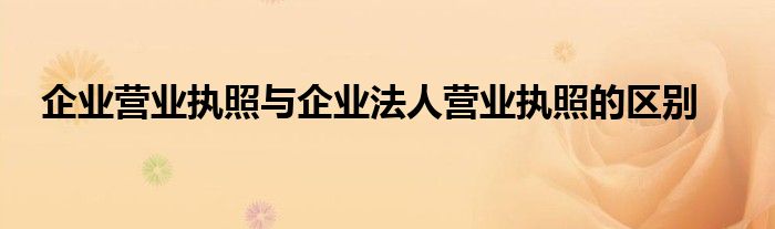 企业营业执照与企业法人营业执照的区别