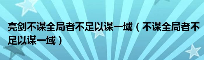 亮剑不谋全局者不足以谋一域（不谋全局者不足以谋一域）