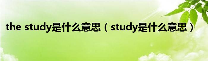 the study是什么意思（study是什么意思）