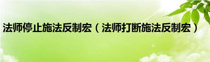 法师停止施法反制宏（法师打断施法反制宏）