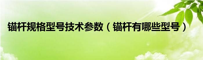 锚杆规格型号技术参数（锚杆有哪些型号）