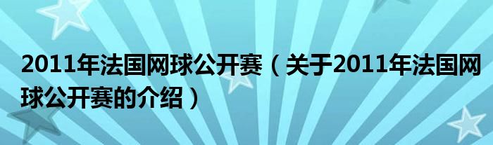 2011年法国网球公开赛（关于2011年法国网球公开赛的介绍）