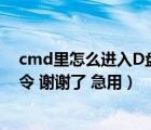 cmd里怎么进入D盘（怎么用CMD命令进入D盘 要详细命令 谢谢了 急用）