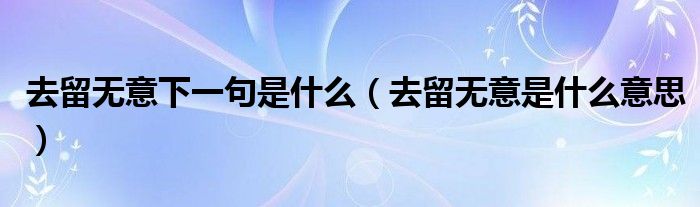 去留无意下一句是什么（去留无意是什么意思）