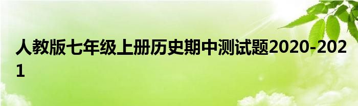 人教版七年级上册历史期中测试题2020-2021