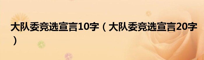 大队委竞选宣言10字（大队委竞选宣言20字）