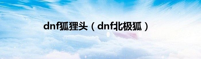 dnf狐狸头（dnf北极狐）