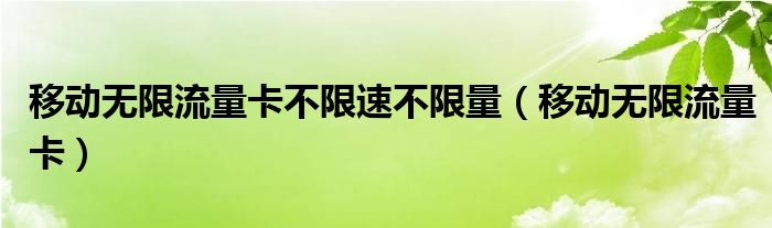 移动无限流量卡不限速不限量（移动无限流量卡）