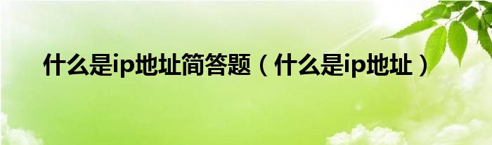 什么是ip地址简答题（什么是ip地址）