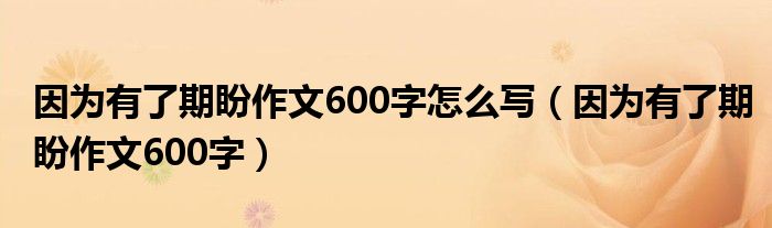 因为有了期盼作文600字怎么写（因为有了期盼作文600字）