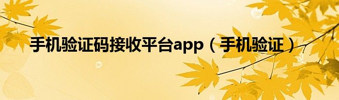 手机验证码接收平台app（手机验证）