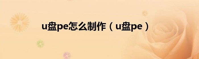 u盘pe怎么制作（u盘pe）