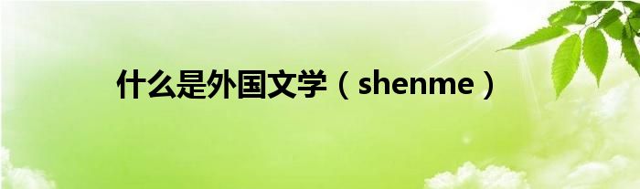 什么是外国文学（shenme）