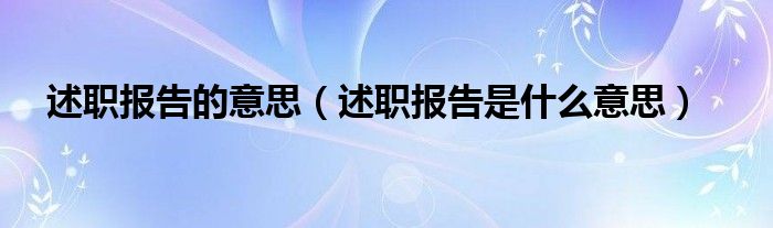 述职报告的意思（述职报告是什么意思）