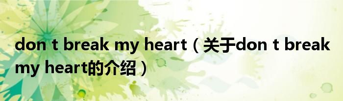 don t break my heart（关于don t break my heart的介绍）