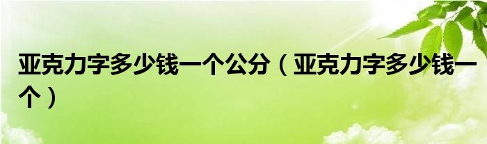 亚克力字多少钱一个公分（亚克力字多少钱一个）