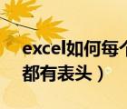 excel如何每个表格都有表头（excel每张表都有表头）