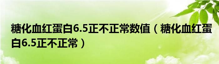 糖化血红蛋白6.5正不正常数值（糖化血红蛋白6.5正不正常）