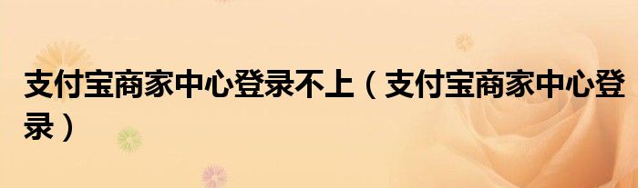 支付宝商家中心登录不上（支付宝商家中心登录）