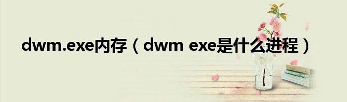 dwm.exe内存（dwm exe是什么进程）