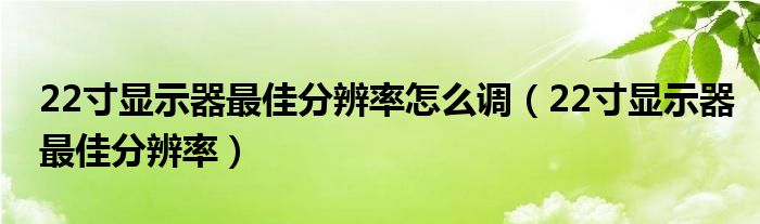 22寸显示器最佳分辨率怎么调（22寸显示器最佳分辨率）