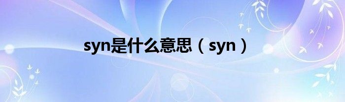 syn是什么意思（syn）