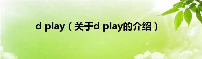 d play（关于d play的介绍）