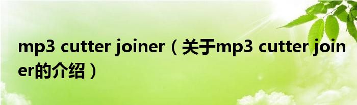 mp3 cutter joiner（关于mp3 cutter joiner的介绍）