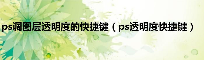 ps调图层透明度的快捷键（ps透明度快捷键）