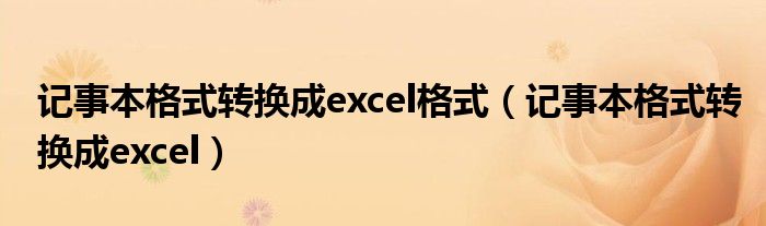 记事本格式转换成excel格式（记事本格式转换成excel）